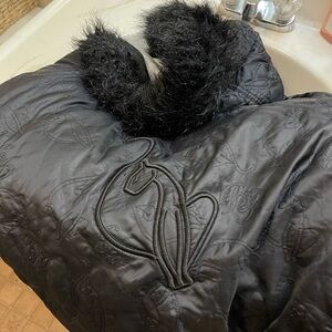 Baby Phat Black quilted with removable Faux Fur Collar